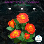 Solar Flower Lights Outdoor - Upgraded Two Modes Realistic LED Solar Powered Waterproof Roses, Decorative Stake for Garden (Orange, 1 Pack)