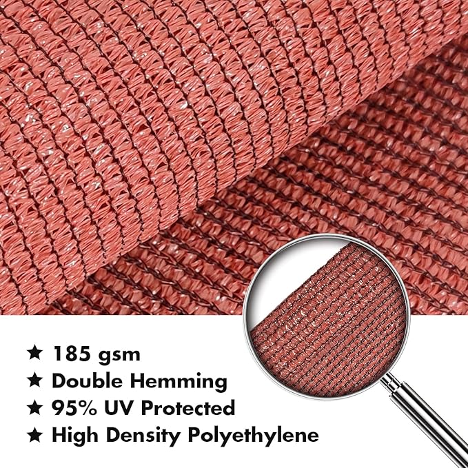 KANAGAWA 6'X9' Rust Red Custom Size Sun Shade Sail Rectangle UV Block Canopy Cover for Patio Backyard Lawn Garden Outdoor (Customized Available)