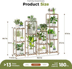 Bamworld 4 Sets Tall Plant Stands Indoor Outdoor Combo Plant Shelves Wooden Plant Holder Rack for Multiple Plants Flower Stands for Living Room Balcony Garden Patio Lawn Window