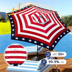 Abba Patio 9FT Lyon Outdoor Patio Umbrella Outdoor Table Umbrella with Push Button Tilt and Crank Market Umbrella 6 Sturdy Ribs UV Protection Waterproof for Garden Deck Backyard Pool, Star-Spangled