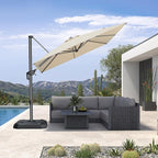 PURPLE LEAF 8 Feet Patio Umbrella Outdoor Cantilever Square Umbrella Aluminum Offset Umbrella with 360-degree Rotation for Garden Deck Pool Patio, Beige
