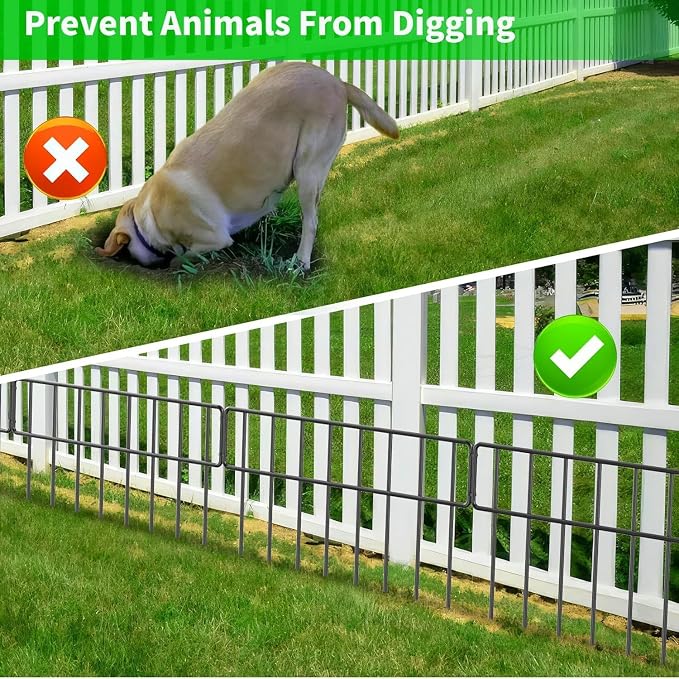 Decorative Fence Panels, 30 Pieces, 42.5-Foot Black Metal Animal Barrier