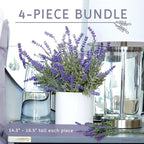 Butterfly Craze Lavender Artificial Flower Stems - UV-Protected Outdoor Artificial Plants - Plastic Flowers for Outdoors - Floral Picks for Weddings & Centerpieces - 4 Pack, 14.5"-16.5"