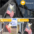 Solar Flag Pole Light, Bright Warm White 3000k Flagpole Light Upgrade Solar Powered for 5ft 6ft Flag Pole, Outdoor Dusk to Dawn Led Solar Lights, Outside House Garden Yard American Flags Decor, White