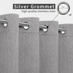 Easy-Going Linen Look Outdoor Curtains Waterproof Windproof Porch Curtains, Soft Thicken Outdoor Privacy Curtains for Patio, Gazebo, Grommet Top and Tab Bottom Drape, 2 Panels, 54x84 inch, Grey