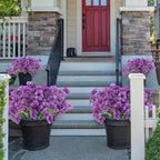 24 Purple Bundles Artificial Flowers for Outdoors/Indoors Fake Flowers Plants for Indoor Outside Garden Porch Window Box Home Wedding Farmhouse