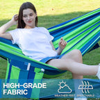 PNAEUT Double Hammocks with Stand for Outside, Portable Space Saving Heavy-Duty Steel Stand for Indoor Outdoor Patio with Sidebag, 450 lbs Capacity (Blue)