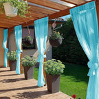 SpaceDresser Waterproof Outdoor Sheer Curtains for Patio - 2 Panels Rod Pocket Indoor Voile Sheer Curtain for Living Room,100W x 108L inch, Aqua