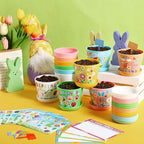 Capoda 48 Sets Garden Flower Pots Crafts Kit DIY Spring Plastic Seedling Nursery Pots with Stickers Plant Labels Growth Charts Planting Growing Tools Classroom Activities Project Gifts (Colorful)