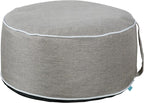 QILLOWAY Indoor/Outdoor Inflatable Stool,Round Ottoman,All Weather Foot Rest for Camping or Home,Tan/Grey