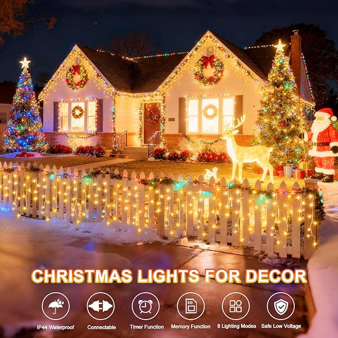 String Lights 400 LED 33ft Warm White 8 Lighting Modes