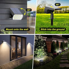 Solar Spot Lights Outdoor Waterproof IP65, [2 Pack/52 LED] 2-in-1 Solar Landscaping Spotlights, 3 Lighting Modes Solar Powered Garden Flood Light for Patio Pathway Driveway Pool Yard(Cool White)