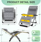 Suteck Oversized Zero Gravity Chair,33In XXL Lounge Chair w/Removable Cushion&Headrest, Reclining Camping Chair w/Upgraded Lock and Footrest, Reclining Patio Chairs Recliner for Indoor Outdoor,500LBS