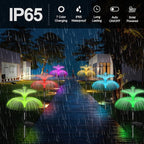 Solar Garden Lights 6 Pack New Upgraded Solar Lights Outdoor Waterproof 7 Color Changing Double Jellyfish and Star Flower Garden Decor Yard Lawn Christmas Decorations, Gifts for Women Mom