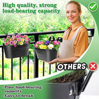 MADHOLLY Railing Planter with Drainage Holes - Sturdy Bucket Pots for Railing Fence, Countryside Style Metal Flower Pots for Herbs Balcony Garden Yard Decor, 2Pcs, Black