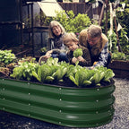 Raised Garden Bed Kit, 5x2x1 ft Galvanized Planter Box Outdoor with Safety Edging, Large Metal Raised Beds for Gardening Vegetables Flower Fruits (Moss Green)
