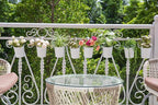 Dahey 10 Pcs Hanging Flower Pots Metal Iron Bucket Planter for Railing Fence Balcony Garden Home Decoration Flower Holders with Detachable Hooks, White, 5 inches