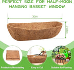Riare 4 Pack 30 Inch Trough Coco Coir Liners for Planters, Pre-Formed Coconut Coir Replacement Liner Natural Coco Fiber Window Box Liners for Wall Planter, Window Basket Deck Railing Planter