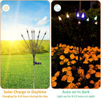 2 Pack Each 8 LEDs Solar Garden Lights Waterproof Outdoor Landscape Path Firefly Lights Single Spike Bulb Swaying Light Multicolor
