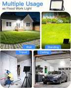 120W LED Flood Light Outdoor with Plug, 14400Lm Super Brighter Security Lights with 5ft Wire, IP66 Waterproof LED Work Light, 5000K Daylight White Exterior Floodlights for Yard Garage Stadium(2 Pack)