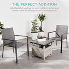 Best Choice Products Set of 2 Stackable Outdoor Wicker Dining Chairs All-Weather Firepit Armchair w/Armrests, Steel Frame for Patio, Deck, Garden, Yard - Gray
