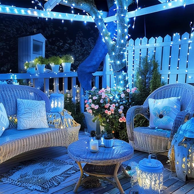 String Lights, 600 LED Blue Outdoor Waterproof 168 ft