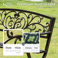 Garden Bench, 50-Inch Bronze Cast Iron Patio Bench with Floral Backrest