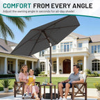 AreShark 7.5FT Patio Umbrella Table Market Umbrella with 6 Sturdy Ribs, Button Tilt/Crank, Heavy-Duty Outdoor Umbrellas for Pool, Deck, Garden and Backyard, Gray