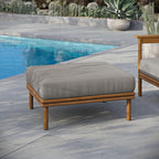 Modway Wren Teak Wood Outdoor Ottoman in Natural Driftwood
