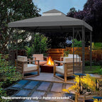 10x10 Canopy Replacement Top Double Tiered Gazebo Cover for Yard, Patio & Garden Durable Sunshade Replacement (Gray)