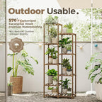 Bamworld Plant Stand Indoor Tall Plant Shelf Outdoor Corner Plants Table Wood Flower Stand for Living Room Balcony and Garden (9 pots)