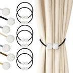 Hion Magnetic Curtain Tiebacks Black 6 Pack, Curtain Tiebacks Buckles Holdbacks Holders Hooks Clip for Home Bedroom Office Decorative Thick or Thin Curtain