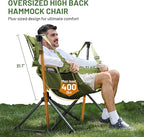 TIMBER RIDGE Hammock Camping Chair, Oversized Swinging Hammock Chair with Adjustable Back and Seat for Outdoor Lawn, Sports, Supports 400lbs, Green