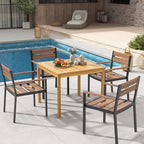 Tangkula 36" Square Outdoor Dining Table, Acacia Wood 4-Person Patio Dining Table with 1.9" Umbrella Hole, Farmhouse Patio Bistro Table, Indoor Outdoor Dining Furniture for Yard Deck Lawn