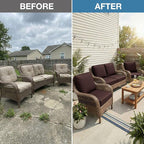 Cushion Covers 8-Piece Stretch Patio Set in Coffee with Anti-Slip Straps