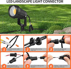 12W LED Landscape Lights Low Voltage, 3000K Warm White 12V AC/DC Waterproof Outdoor Spotlights, IP65 Garden Pathway Lights with 12 Spike Stands for Tree Garden Yard Pathway (12 Pack)