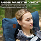EVER ADVANCED Padded Oversized Folding Camping Chair for Adults, Heavy Duty Lawn Chair with Side Pockets, Portable Collapsible Quad Chair for Outside, Support Up to 500lbs, Blue