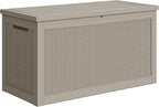 YITAHOME XXL 260 Gal Large Deck Box, Outdoor Resin Storage Box, Rattan Storage Container for Patio Furniture, Garden Tools, Waterproof, Lockable (Brown)