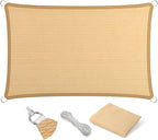 Eden's Decor Straight Flat-Edged Sun Shade Sail Rectangular 4' x 19' Beige UV-Blocking Outdoor Canopy Fabric Cloth Awning for Pergola Patio Garden Backyard Custom Size