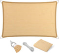 Eden's Decor Straight Flat-Edged Sun Shade Sail Rectangular 15' x 21' Beige UV-Blocking Outdoor Canopy Fabric Cloth Awning for Pergola Patio Garden Backyard Custom Size