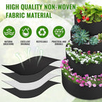 8 Pcs Plant Grow Bags 4 Tiered Strawberry Planter Tower Fabric Raised Garden Beds, 39 Inch Nonwoven Strawberry Pyramid Planter for Vegetables Flower Herbs Gardening Outdoor Growing (Black)