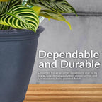 Sunnydaze 24-Inch Anjelica Large Plastic Pot for Plants - Outdoor Double-Walled Large Plastic Planter with Drillable Drainage Holes - Slate