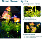 Solar Garden Lights, Solar Flowers Lights with Glowing Flowers & Stems, Upgraded Solar Panel, Outdoor Lights for Garden Decoration,Yard Decor and Gift for Mother (2 Pack)