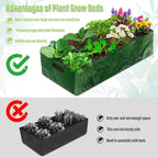 Fabric Raised Garden Bed, 2 Pack 8 Grids and 4 Grids, 128 Gallon Rectangle Grow Bags with Drainage Holes, Breathable PE Planting Containers for Outdoor Vegetables Fruits Flowers