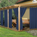 HolidayIdeas Waterproof Outdoor Curtains for Patio, 6 Panels - 54x108 Inches - Weatherproof Privacy Outsides Curtains for Backyard Porch Gazebo, Sunlight & UV Blocking (Navy, Grommet Top)