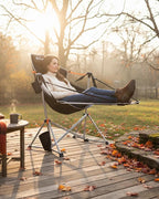 KingCamp Hammock Chair with Footrest – Heavy Duty Swinging Rocking Camping Chairs for Adults up to 400lbs, Folding Portable Oversized Rocker with Cup Holder & Pillow for Outdoor Beach Lawn RV Sports