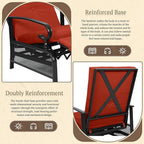 Oakcloud Adjustable Outdoor Lounge Chair Metal Patio Relaxing Recliner Chair Set with Bistro Table and Removable Cushions(Red)