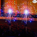 2 Pack Solar Firework Lights Outdoor - Verified 200 LED & 8 Modes - Starburst Solar Powered Garden Lights, Reinforced Durable Stakes, Waterproof Pathway Walkway Lights for Yard Patio Decor