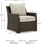 Signature Design by Ashley Brook Ranch Casual Nuvella Weather Resistant Fabric Outdoor Lounge Chair with Cushion, Dark Brown & Beige