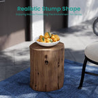 SUNBURY Outdoor Side Table Set of 2, Tree Stump Side Table Light Oak Colored - Image 6